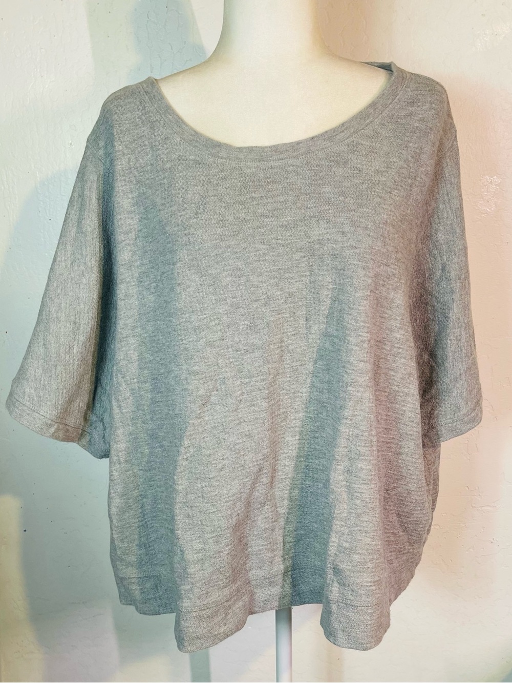 Ava & Viv Plus Size 4X Short Sleeve Knit Sweater Top Gray 100% Cotton Tops Shirt
